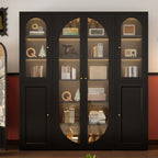 Midnight Black Vertical Organizing Shelf with 2 Cabinets and 6-Shelf in Steel, Closed Back