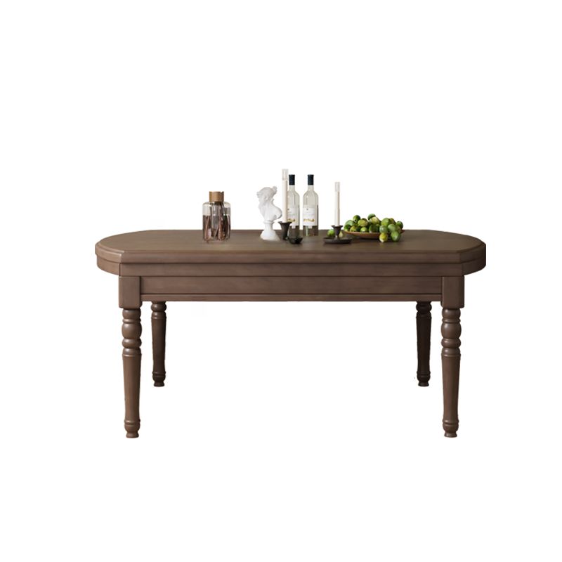 Contemporary Ink/Sepia Solid Wood Kitchen & Dining Table with Legs, Retractable Leaf, Waterproof for 4-person Seating
