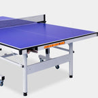 Versatile Ping Pong Table with Synthetic Laminate Top in Cerulean/Emerald Green for Indoor and Outdoor Use Including Table Tennis Paddle