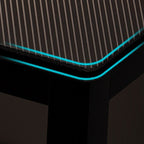 Minimalist L-Shape Auburn Gaming Computer Desk with Trestle Base, Independent Structure, and Wire Management in Manufactured Wood