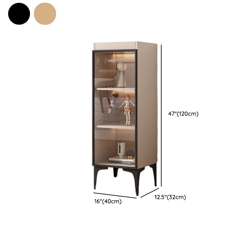 Simple Rectangular Accent Cabinet with Closet, Composite Wood, Glazed Door, and Sand Top