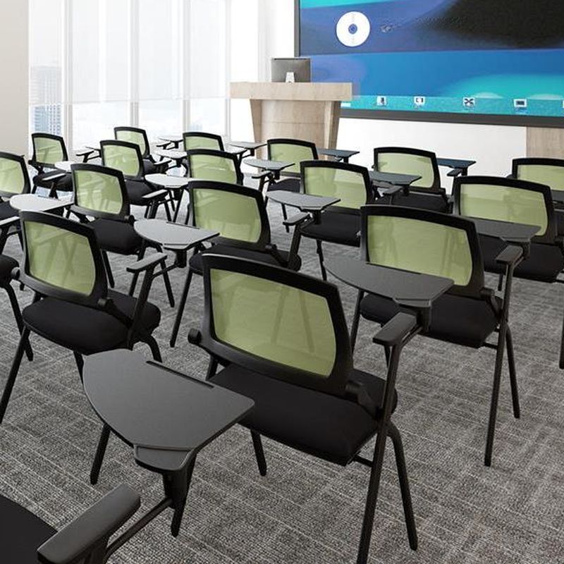 Solid Color Multipurpose Chair with Ventilated Back, With Arms, Pop Up Foldable Metal Frame for Tile Flooring