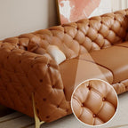 Drawing Room Standard Sofa in Midnight Black/Mocha/Coffee Pu Leather with Armrest and 4 Pillows