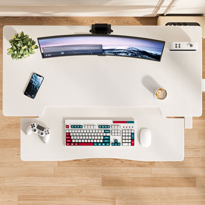 Casual Adjustable Height Rectangular Standing Desk Converter with Bend-resistant Chalk/Light Brown/Natural Color Tabletop and Lift Top Installation