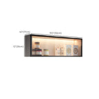 Contemporary Faux Wood Wall Mounted Display Cabinet with Glass Door in Grey