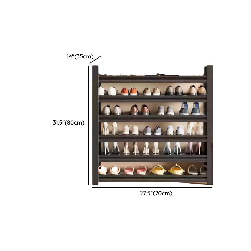 Art Deco Steel Rectangle Shoe Rack with Ink Finish and Adjustable Shelves for 21-30 Pairs in Drawing Room