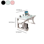 Chalk/Black Rectangular Metal Base Table with Wear Resistance, Shelves Included, Toboggan Base, Cable Management, and Rounded Corners
