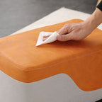 Trendy Rectangular Solid Color Standard Ottoman in Dove Grey/White/Apricot with Lumber Frame