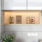Modern Faux Wood Wall Mounted Display Cabinet with Glass Door
