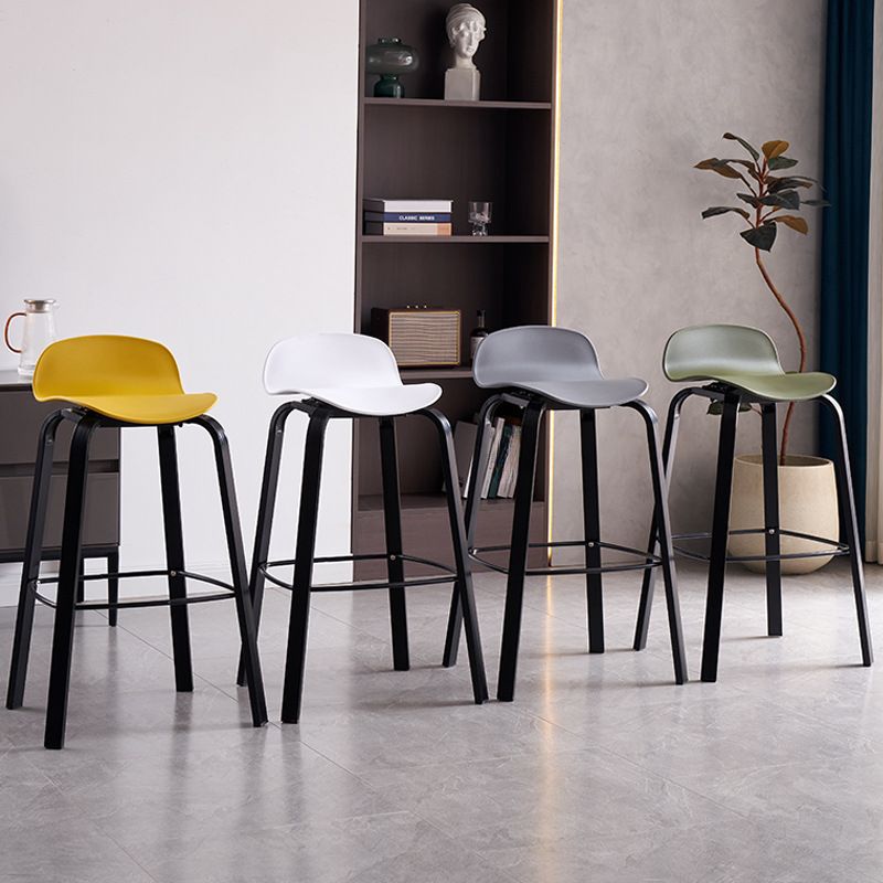 Casual Polymer Bar Stools in Hot Pink/Light Yellow/Jade Green with Back Pail Seat and Leg Rest