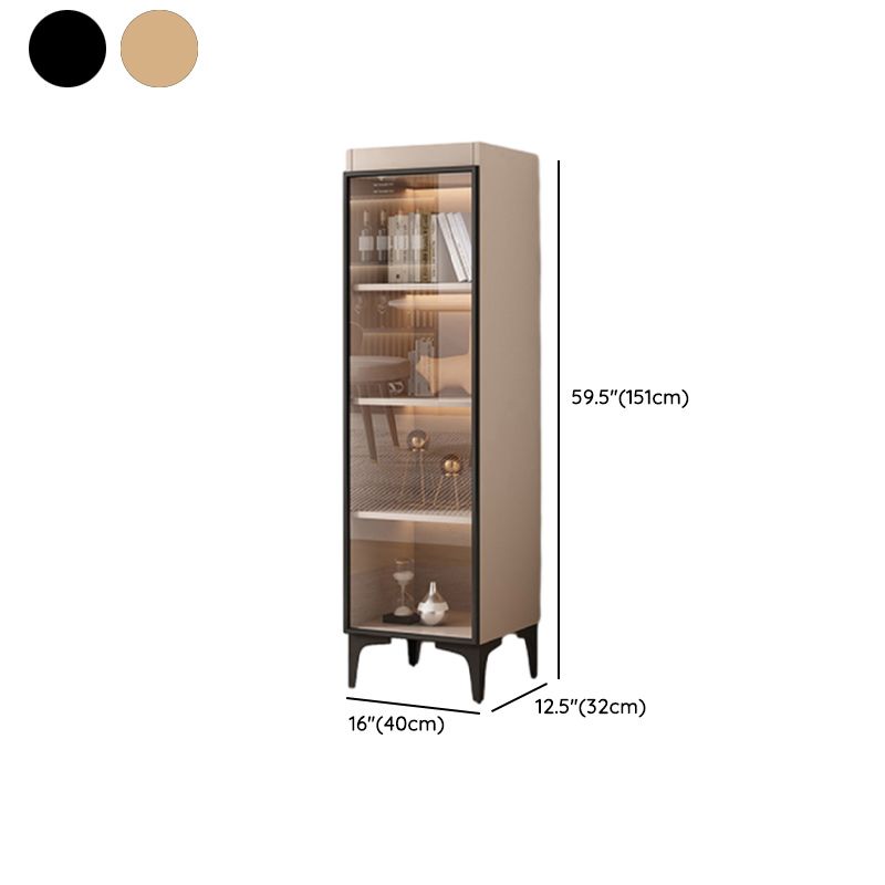 Simple Rectangular Accent Cabinet with Closet, Composite Wood, Glazed Door, and Sand Top