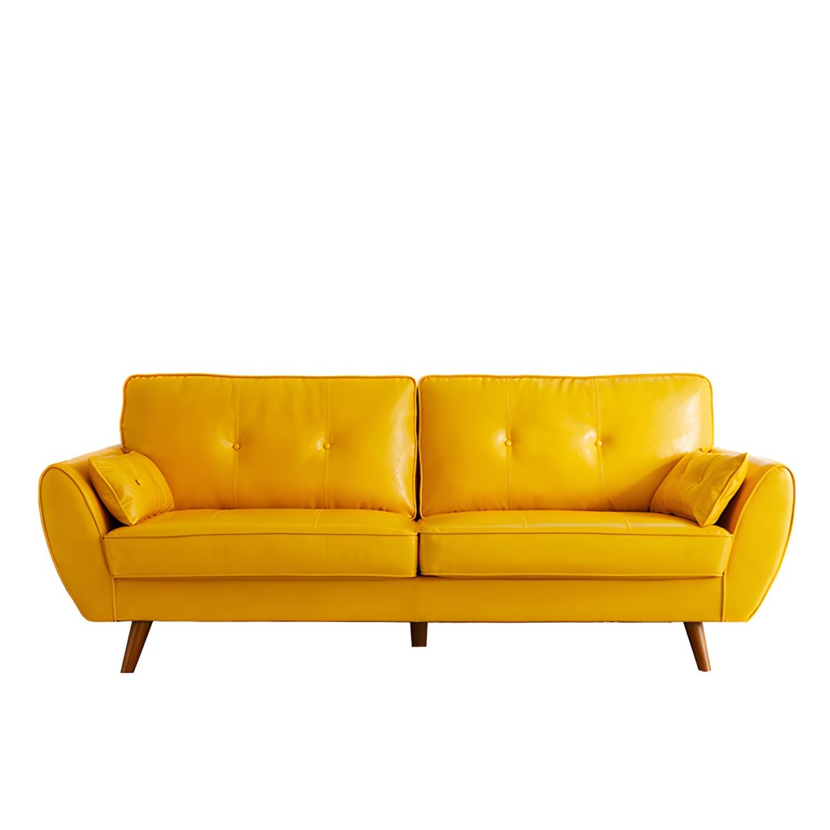 Modern Leather Sofa Flared Arm Button-tufted Loose Back Sofa for Living Room Bedroom