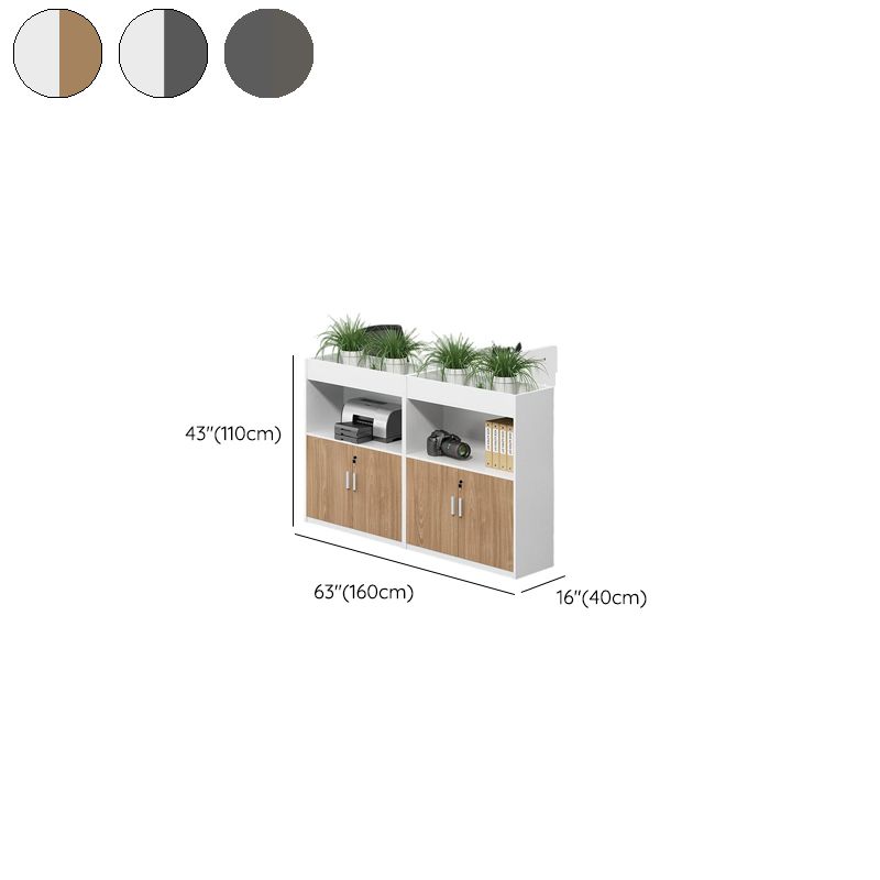 Casual Manufactured Wood Credenza with Shelf Unit and Locker, Featuring Locking Door and 4-Wide/2-Wide/3-Wide Compartments