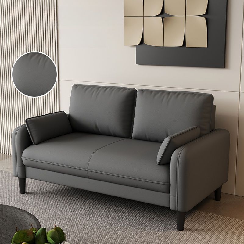 Drawing Room Standard Sofa in Pu Leather with Gray/Mocha/Off-White Upholstery and Armrest