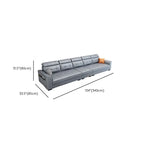 Modish Solid Color Stain Resistant Standard Sofa in Light Gray, Seats 5/4/3 with Receptacle and 2 Pillows