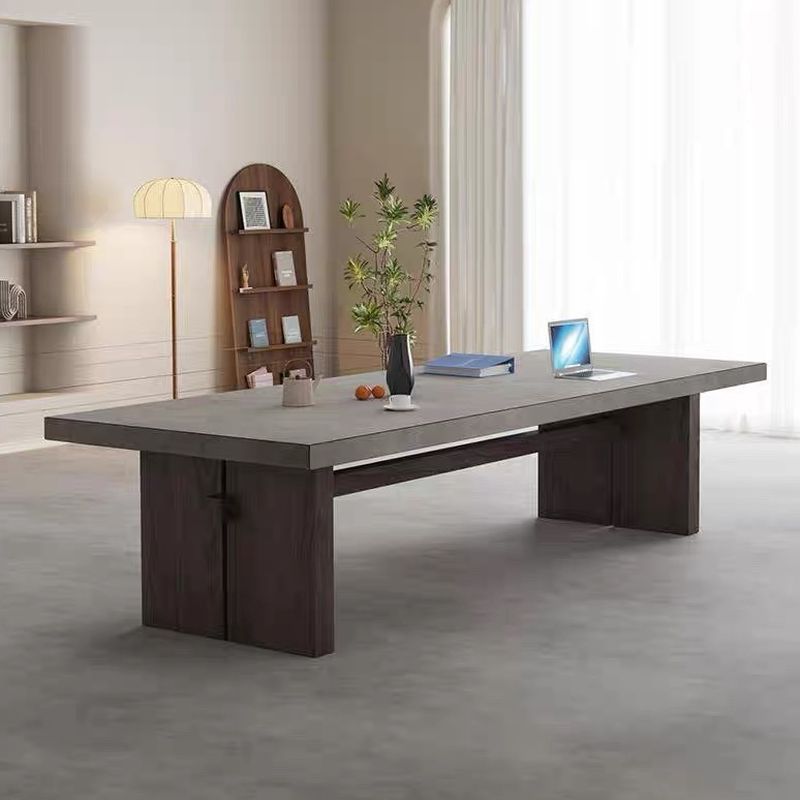 Modern Rectangular Pine Wood Gray Conference Desk