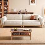 Contemporary Modern Solid Color Water Resistant Standard Sofa in Off-White, 2 People with 2 Pillows