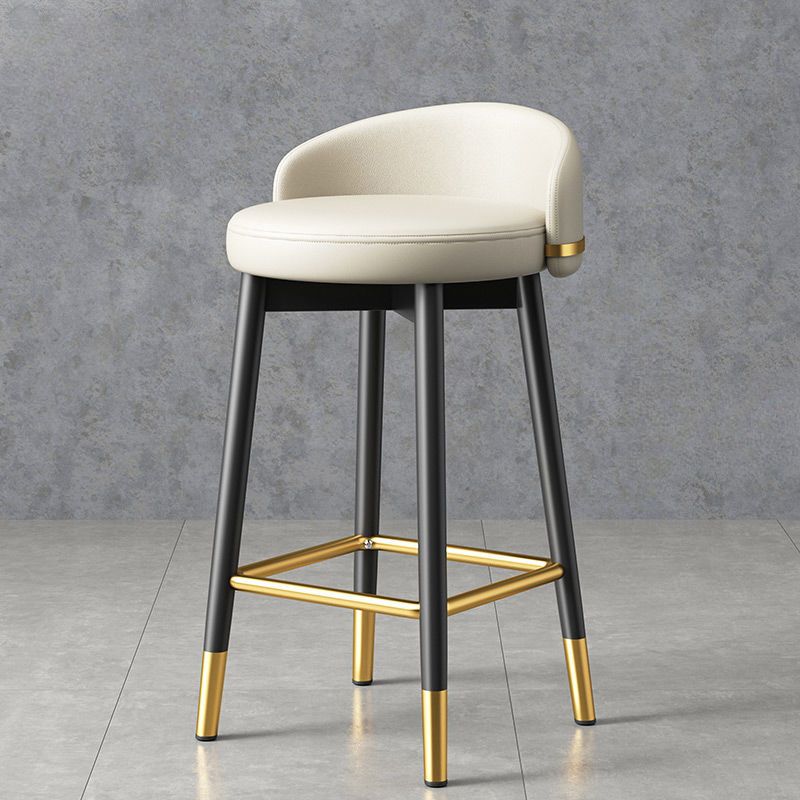 Casual Soft Seating/Rawhide Bar Stools in Midnight Black/Light Gray/Amber Color with Back Round Top and Leg Rest