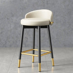 Casual Soft Seating/Rawhide Bar Stools in Midnight Black/Light Gray/Amber Color with Back Round Top and Leg Rest