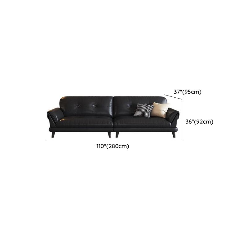 Contemporary Modern Solid Color Stain Resistant Standard Sofa/Loveseat/Single Sofa in Midnight Black, Seats 3/Seats 4/2-seater with 2 Pillows