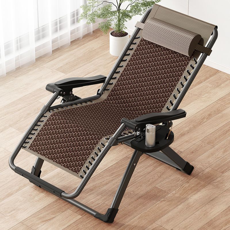 Solid Color Arm Recliner in Midnight Black/Tan with Space-saving Alloy Frame, Standard Base, Cupholder, and Removable Back