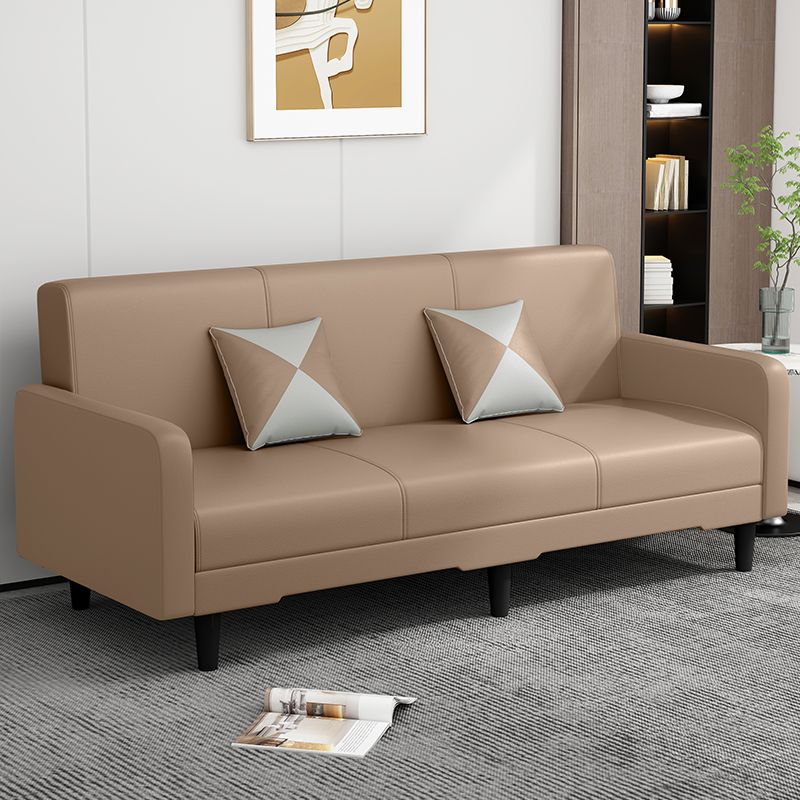 Convertible Sofa in Gray/Cerulean/Off-White with Armrest and 3 Pillows