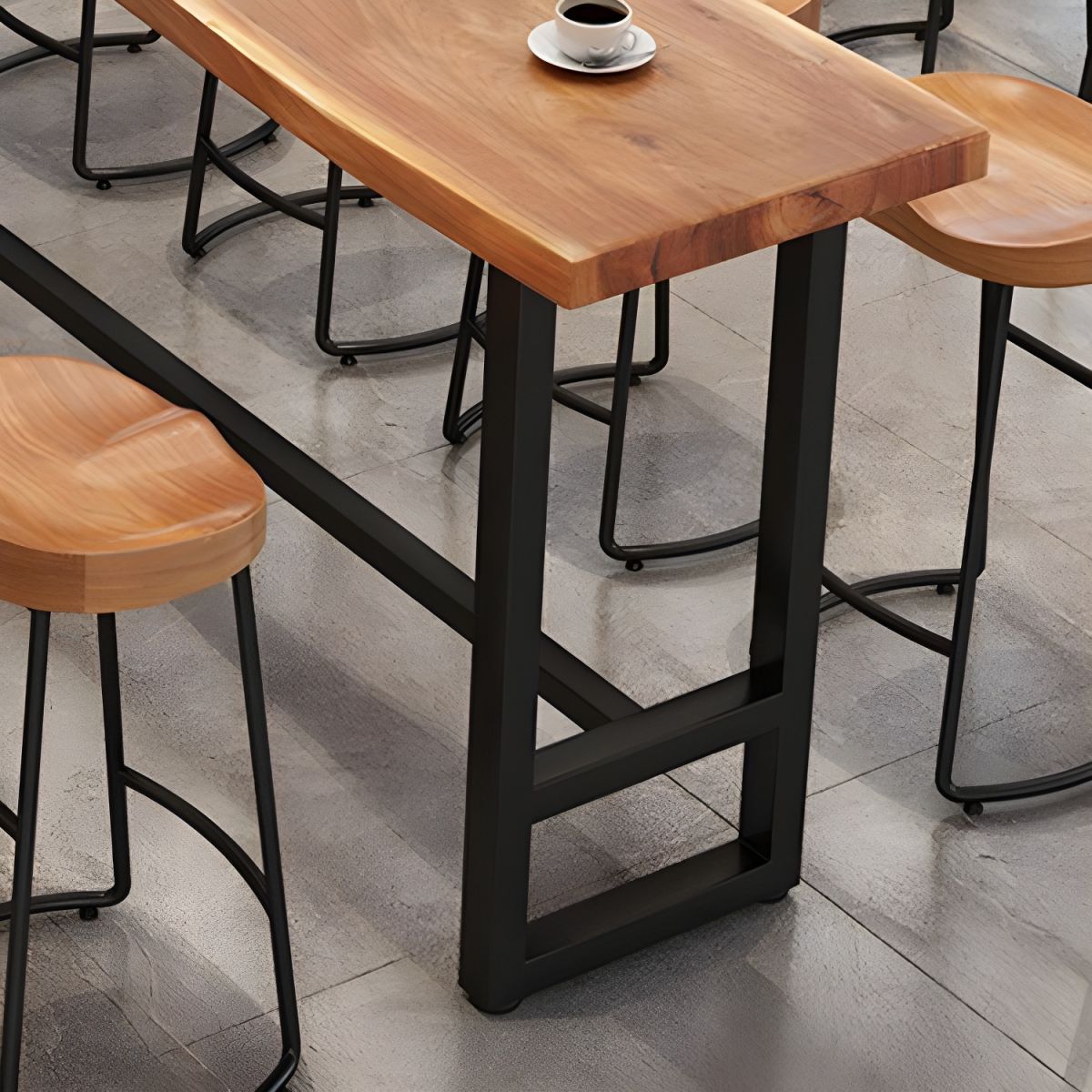 Modern 1/9 Pieces Bar Table Set Rectangle Wood Counter Table with High Stools