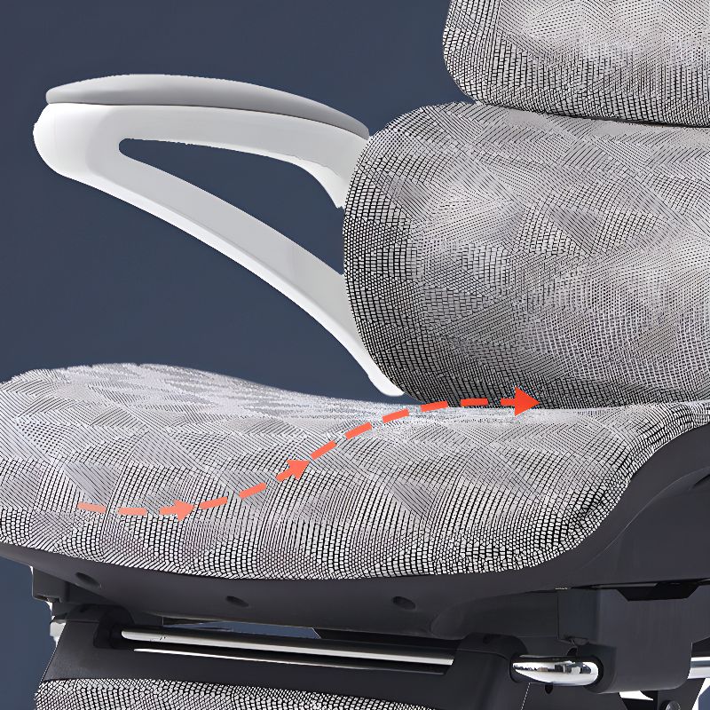 Office Chairs in Mesh with Leg Rest, Waterfall Seat, Lumbar Support, Tilt Available, Flip-Up Armrest, and Headrest