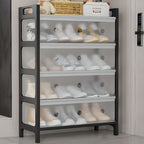 Art Deco Vinyl Rectangle Shoe Rack with 4 Shelves for 11-20 Pairs in Drawing Room