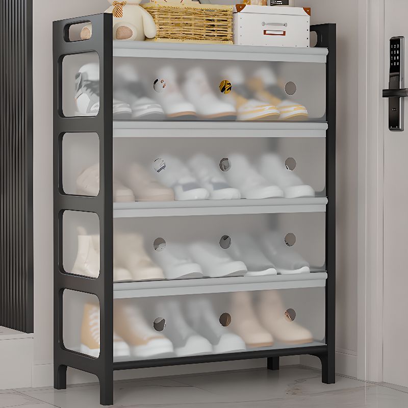 Art Deco Vinyl Rectangle Shoe Rack with 4 Shelves for 11-20 Pairs in Drawing Room