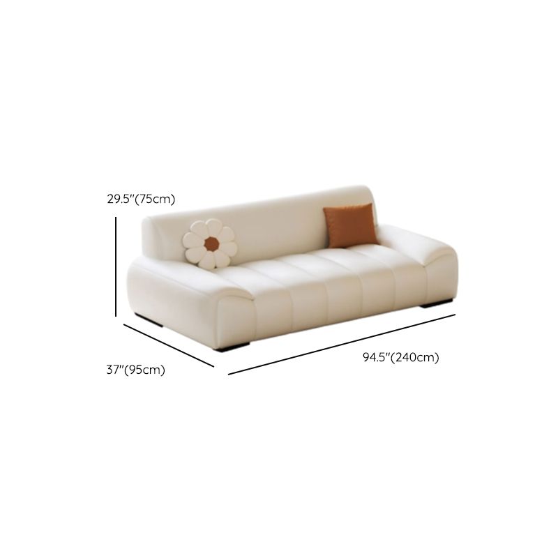 White Standard/Single Sofa with 3 Pillows for Drawing Room