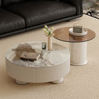 Simplistic Single Slate Side Table with Tripod Base in Chalk Circular Design and 2 Drawers