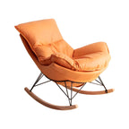 Modern Plain Rocking Chair Faux Leather Water Resistant Chair with Ottoman