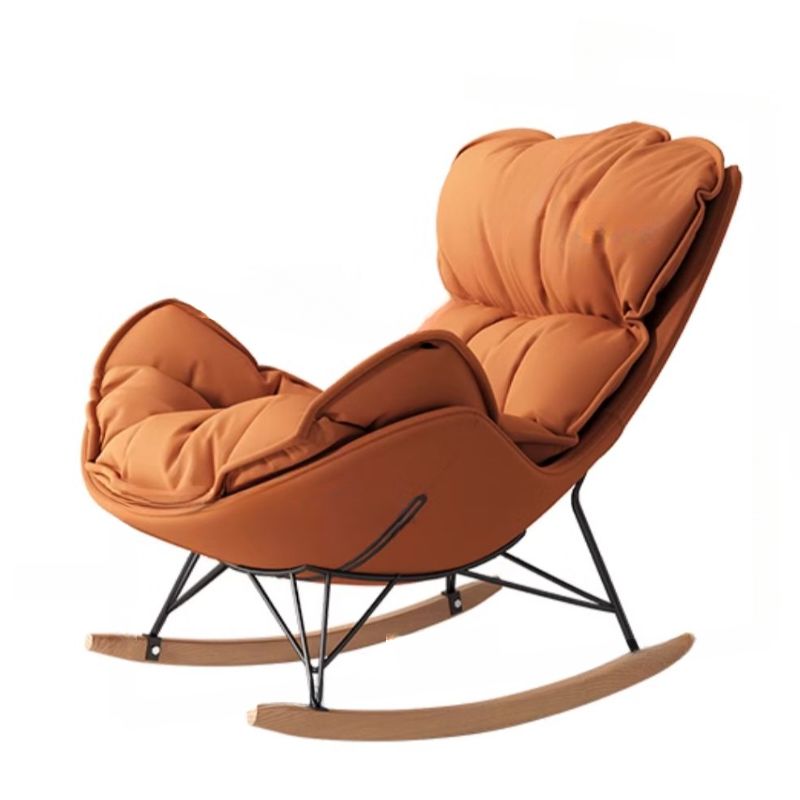 Metal Frame Damp-proof Cushioned Rocking Chair with Flared Arm in a Western Style