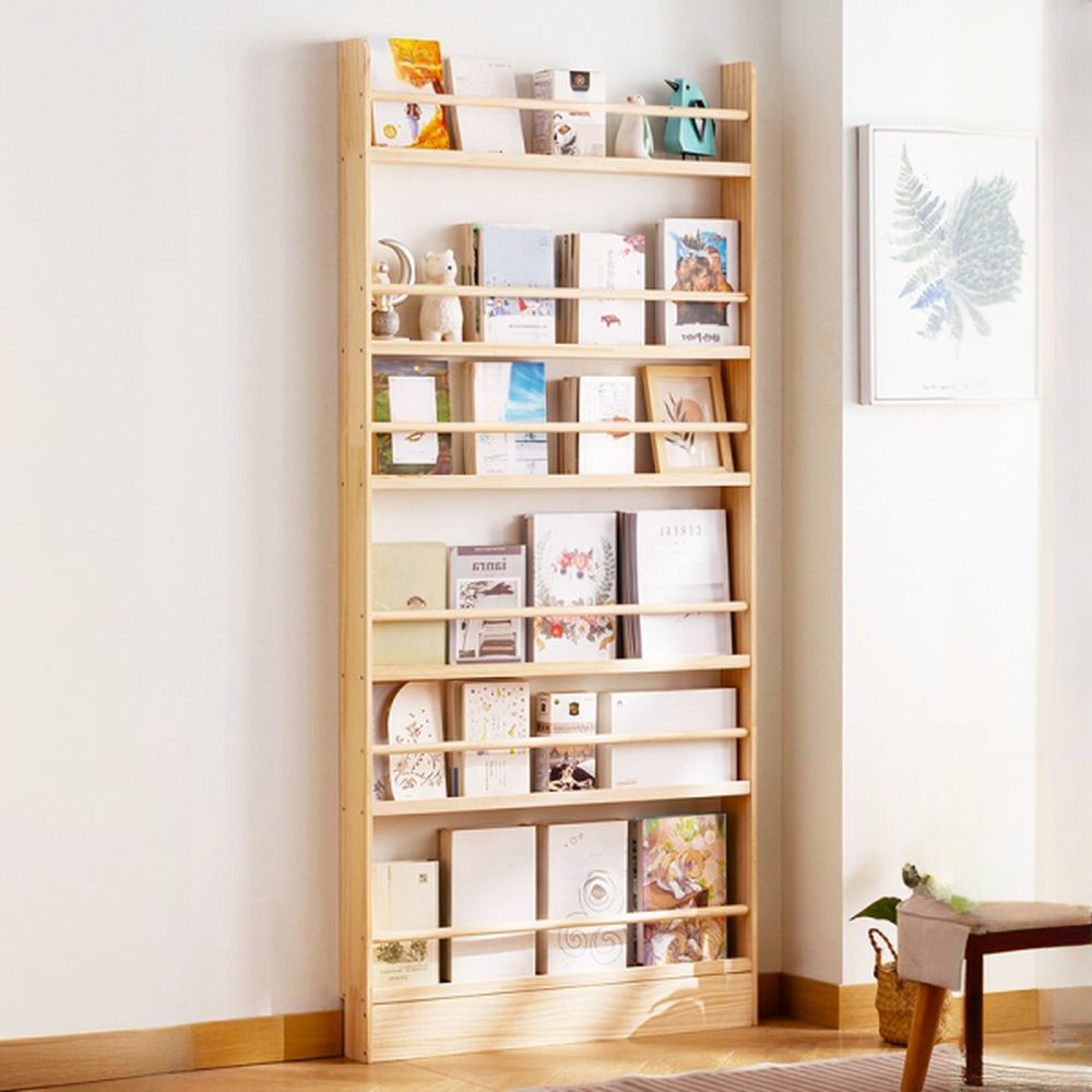 Unfinished Color Vertical Open Display with Open Back, Featuring 6/5/4 Shelves in Natural Wood
