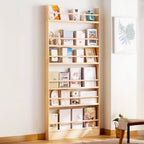 Unfinished Color Vertical Open Display with Open Back, Featuring 6/5/4 Shelves in Natural Wood