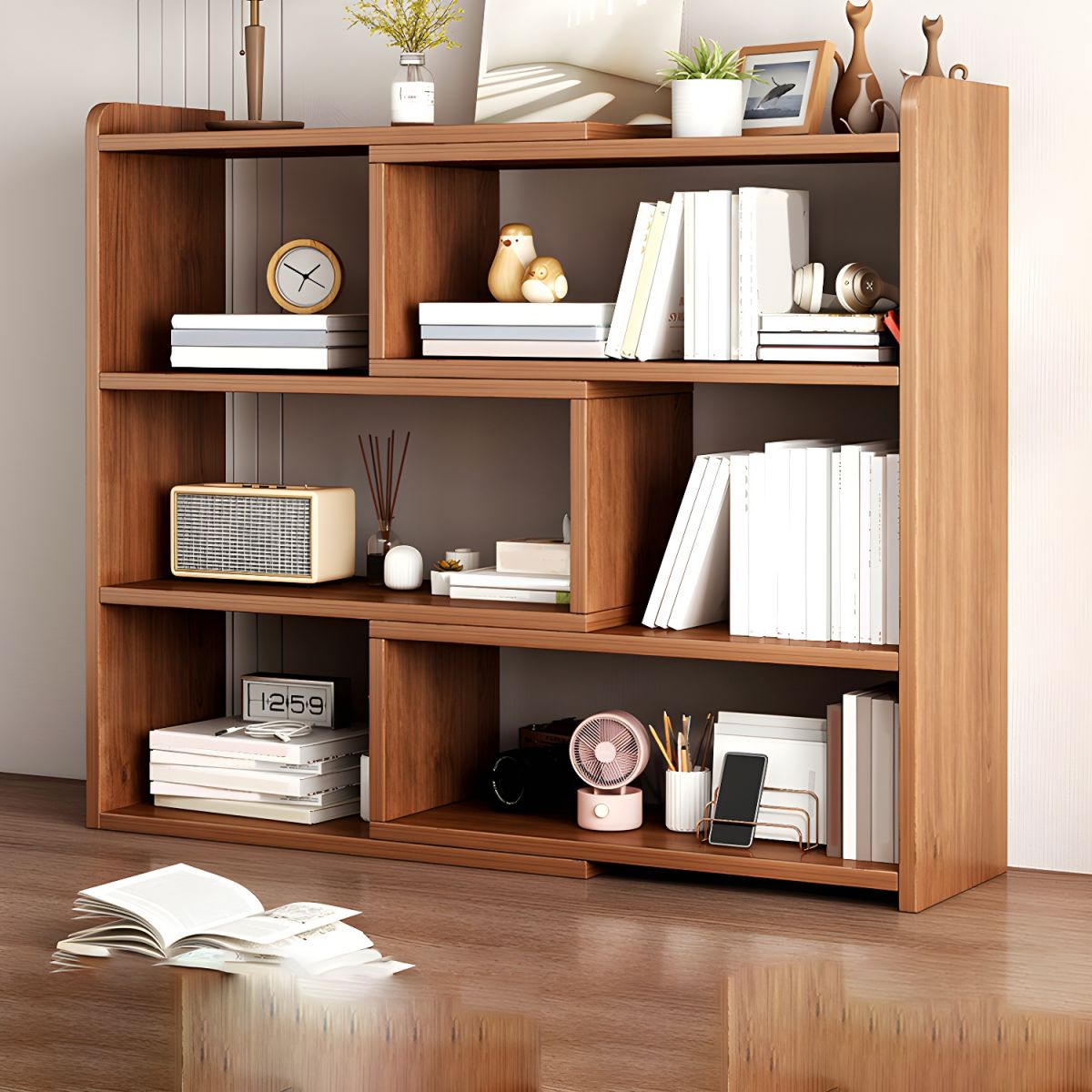 Modern Versatile Wood Bookcase for Easy Assembly and Space Efficiency