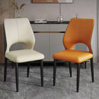 Modern Upholstered Armless Dinette Side Chair with Black Steel Legs
