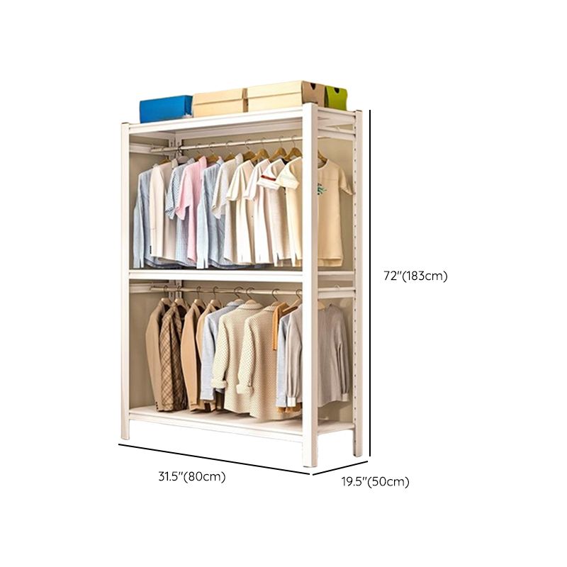 Chalk Modern Simple Style Coat Tree with Container Storage and 2 Shelves in Steel