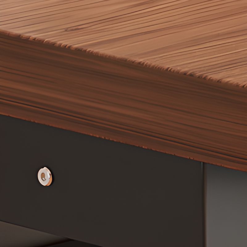 Black/Chalk Rectangular Metal Desk with Warp Resistant Shelves and Toboggan Base, Cable Management and Rounded Corners