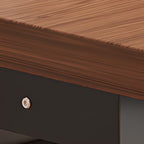 Black/Chalk Rectangular Metal Desk with Warp Resistant Shelves and Toboggan Base, Cable Management and Rounded Corners