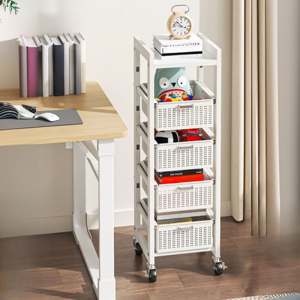 Portable Center with Metal Countertop, Basket, and 4/3 Baskets