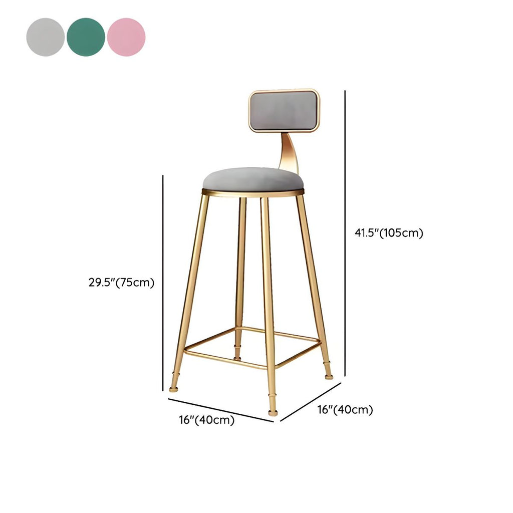 Glam Metal Home Bar Set with Gold Upholstered Chairs and Footrest