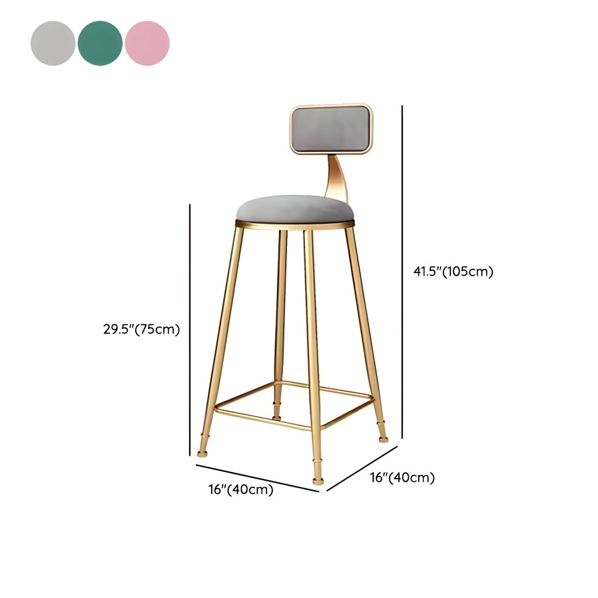 Glam Metal Home Bar Set with Gold Upholstered Chairs and Footrest