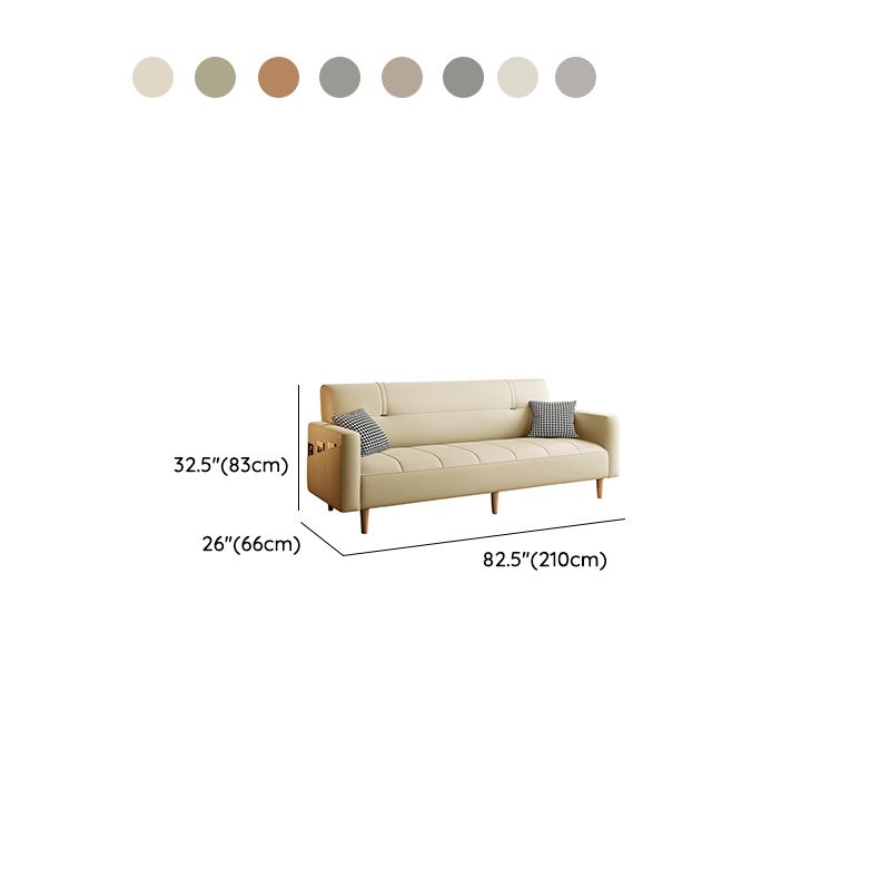 Trendy Solid Color Scratch-immune Convertible Sofa in Grey/Beige/Ecru with Arm, 4-seater/2 People/Seats 3, and 2 Pillows