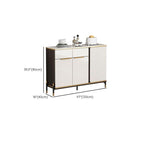 Chalk Sideboard with 2 Drawers/1 Drawer, Standard/Narrow Size, Six Internal Shelves, Sintered Stone Countertop, Glazed Door, and Stemware Shelf