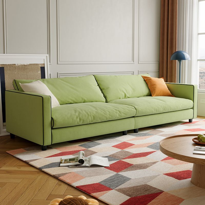 Drawing Room Flannel Standard Sofa in Light Blue/Sage/Amber Color with Armrest