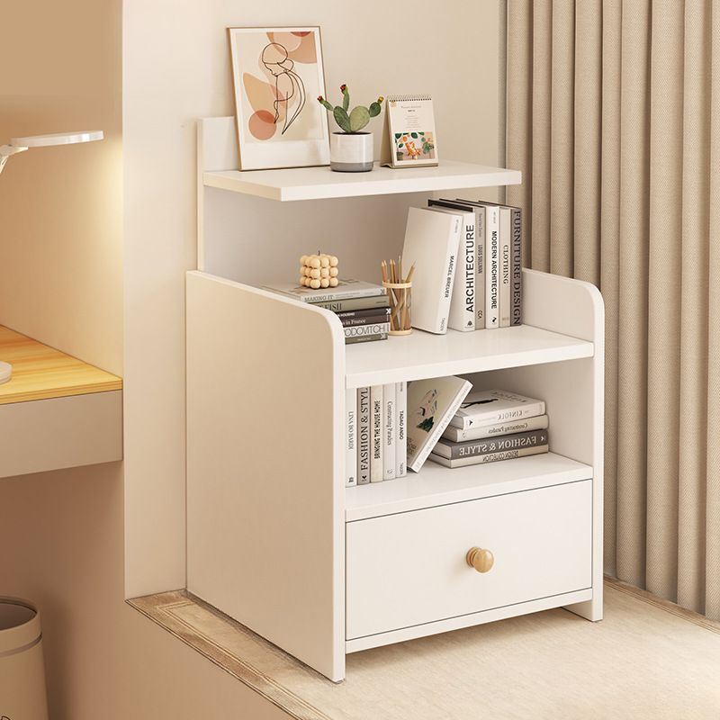 Simplistic Drawer Storage Nightstand with 1 Drawer, 2/3 Shelves, and Particle Board Wood Top