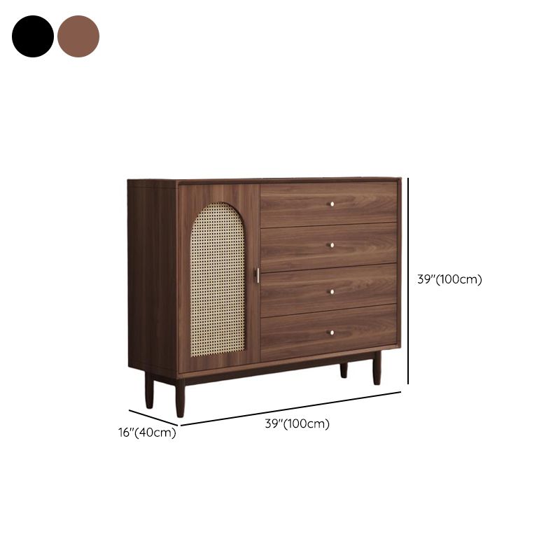 Trendy Raw Wood Wardrobe Chest Of Drawers with 4 Drawers, Hutch, 2 Interior Shelves, Horizontal