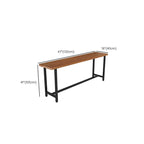 Minimalist Pub Table with Natural Wood Trestle Base in Auburn Rectangle and Foot Pedestal